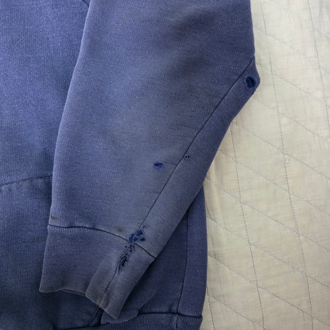 [L] 70s 빈티지 노브랜드 트래쉬드 후드집업 네이비 상품이미지3