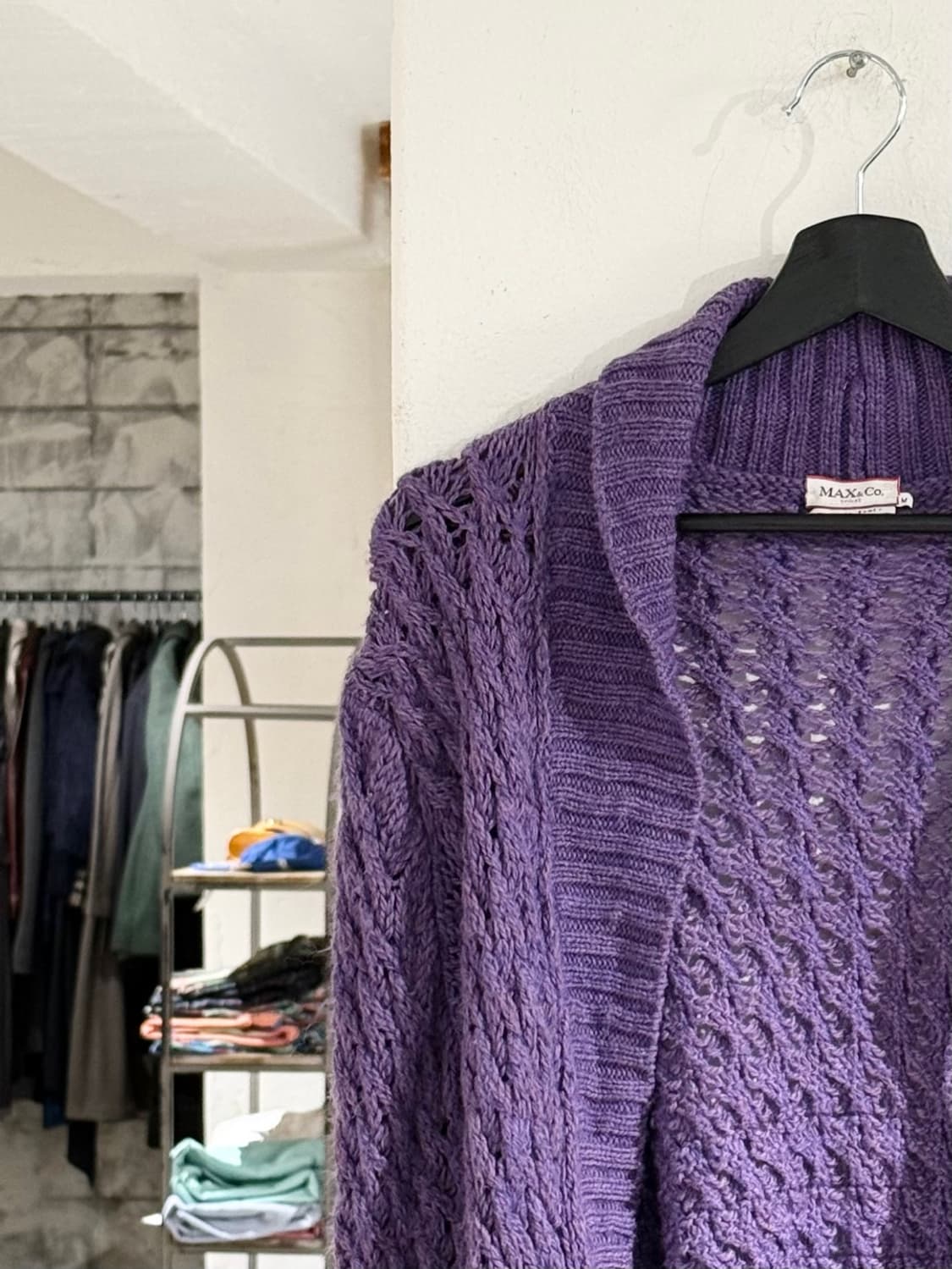 막스앤코 퍼플 니트 웨이스트 스트랩 가디건 상품이미지3