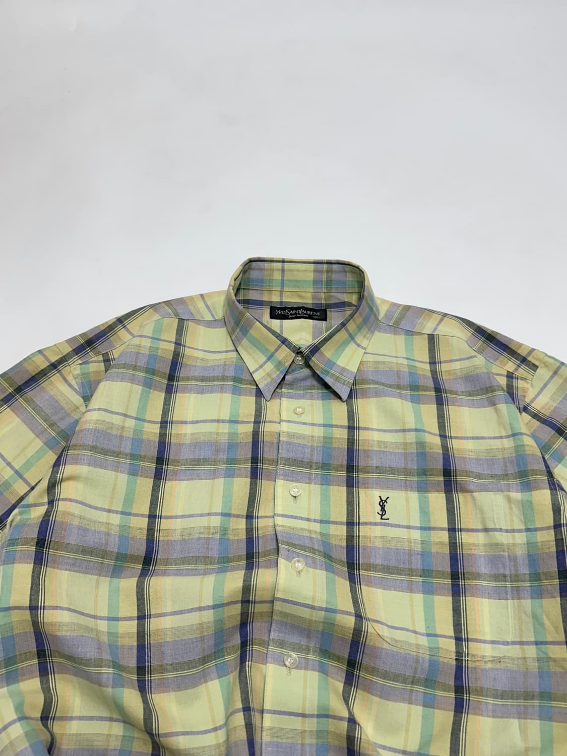 입생로랑 올드스쿨 린넨 혼방 체크 반팔셔츠 상품이미지2