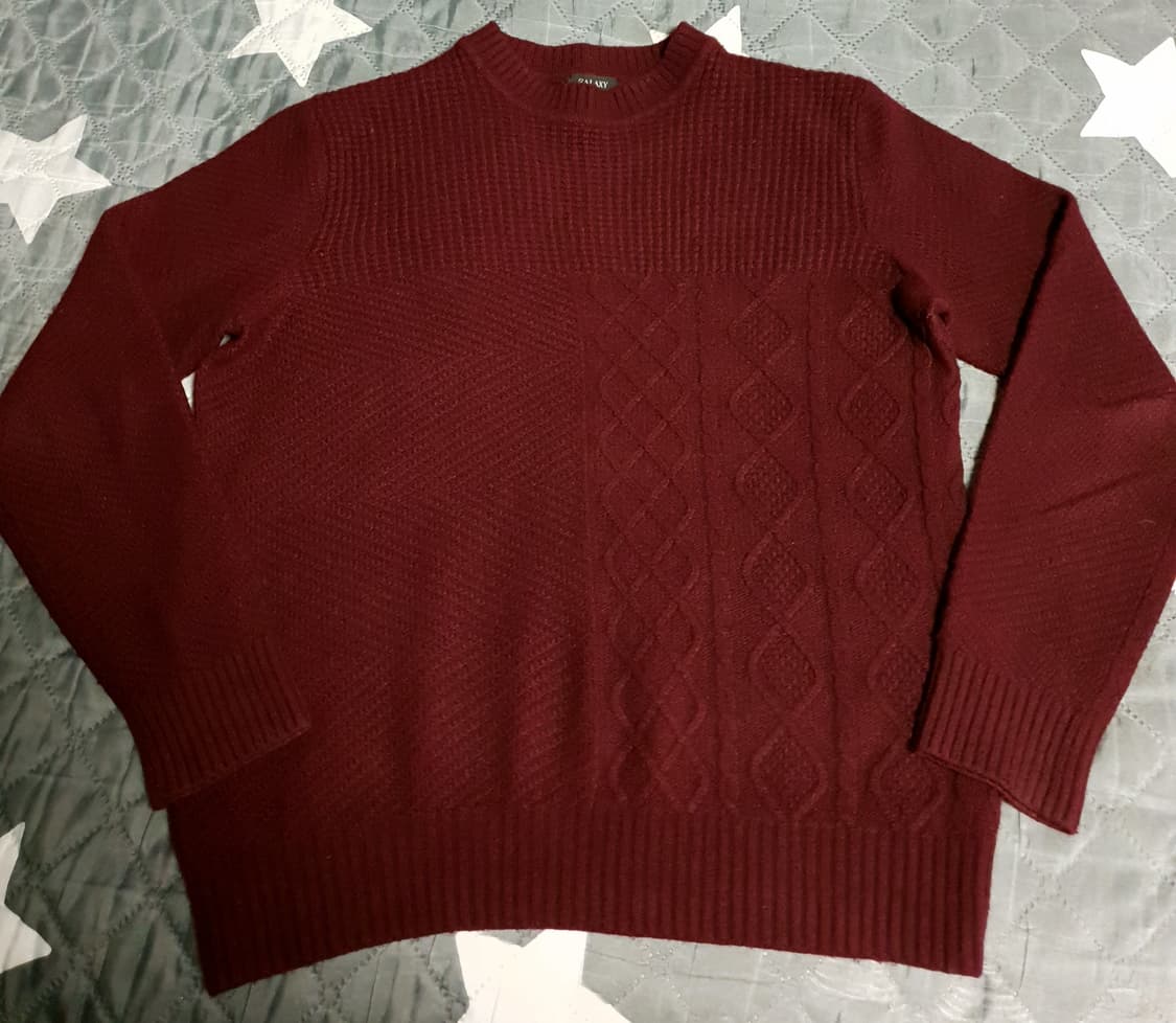 (삼성물산) 갤럭시 캐시미어 혼방 블록 풀오버 울 스웨터 와인 (M) 상품이미지1