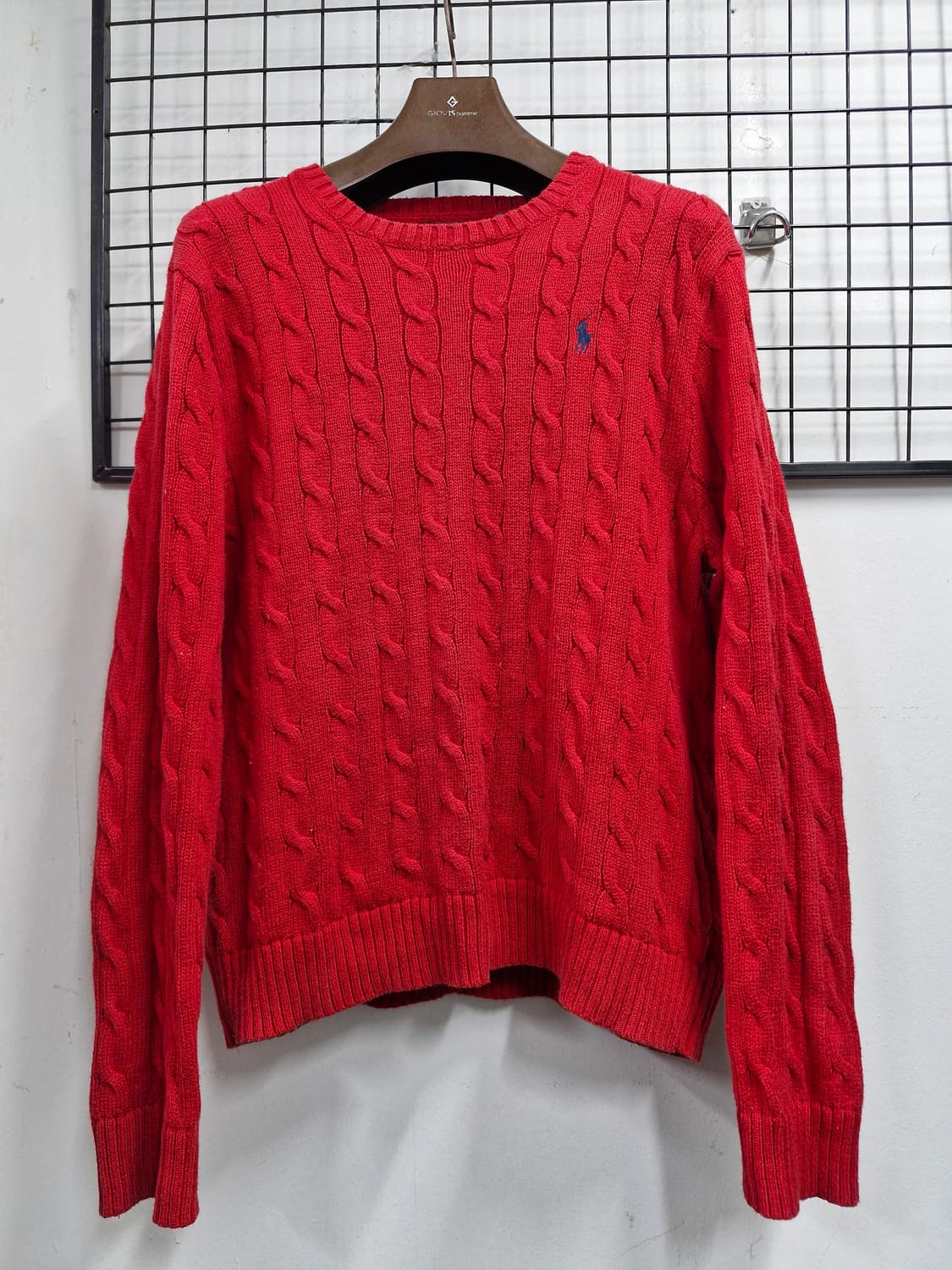 100L 폴로랄프로렌 케이블 니트 레드. 상품이미지1