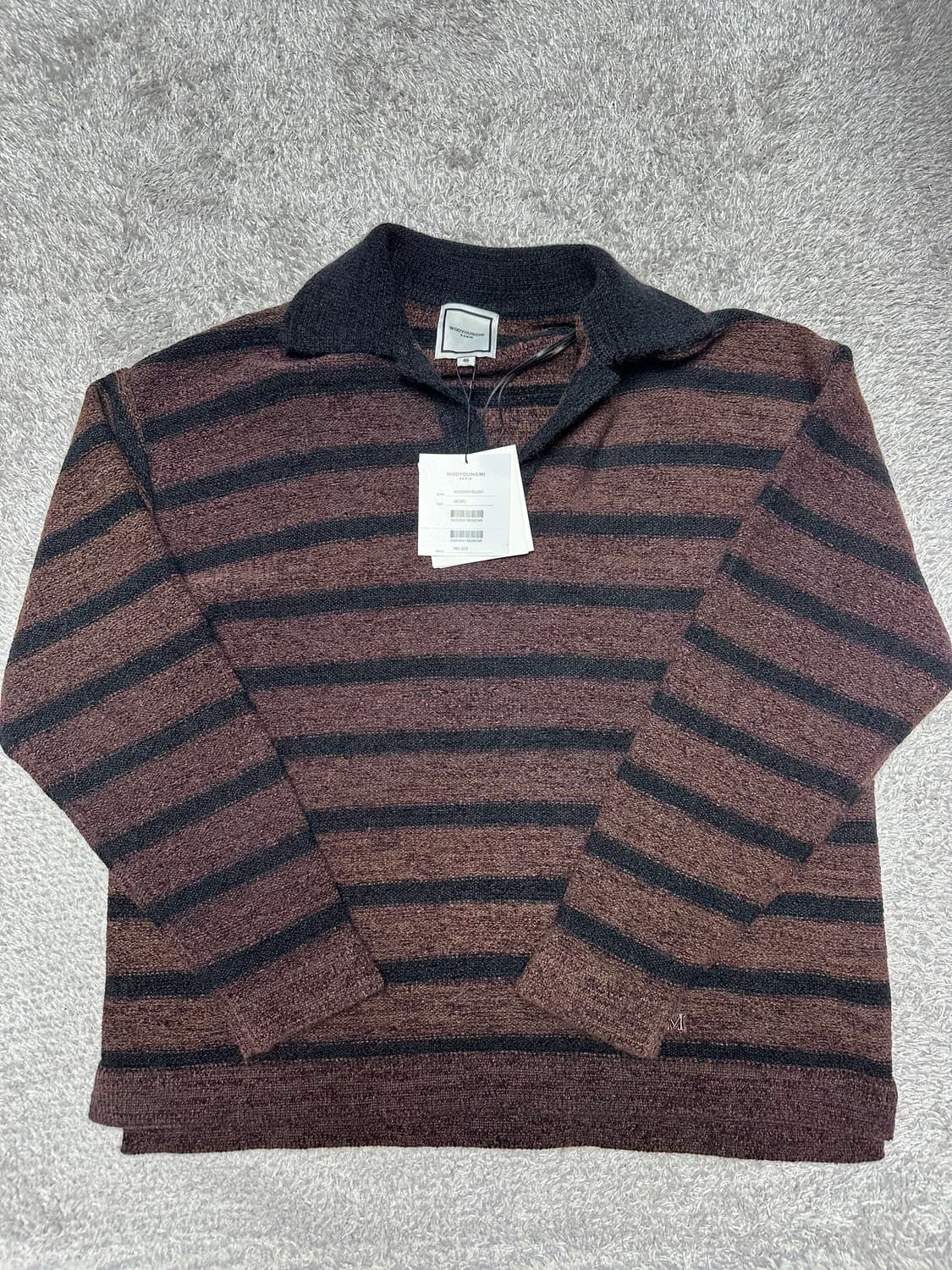 [46]우영미 브라운 스트라이프 칼라 스웨터 상품이미지3