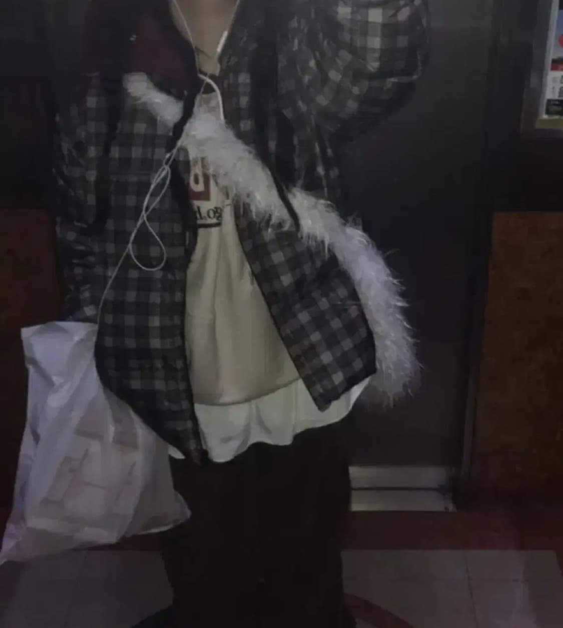 (2회착)스컬프터 107 puffer down plaid 그레이 패딩 상품이미지2