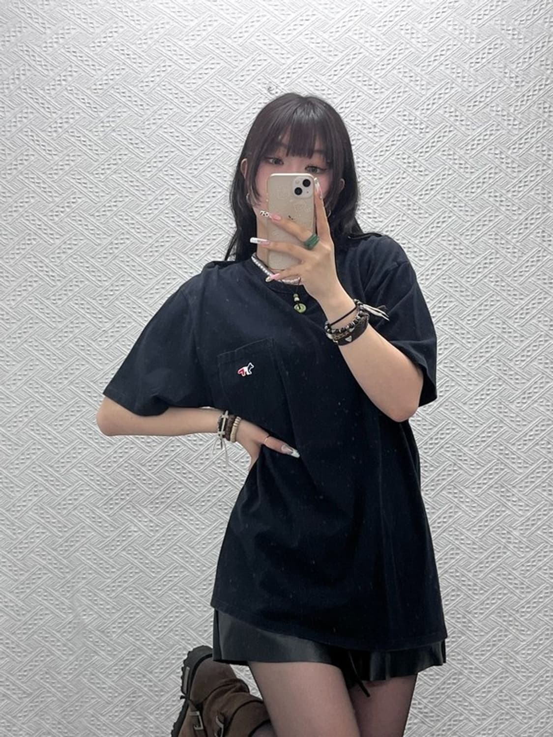 메종키츠네 빈티지 모던 캐주얼 트리컬러폭스 반팔티 XL C11372 상품이미지1