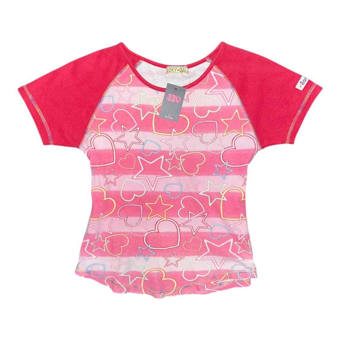 JOKY☆GAL 조키걀 하트별 패턴 나그랑 반팔티 키치갸루펑크 상품이미지1