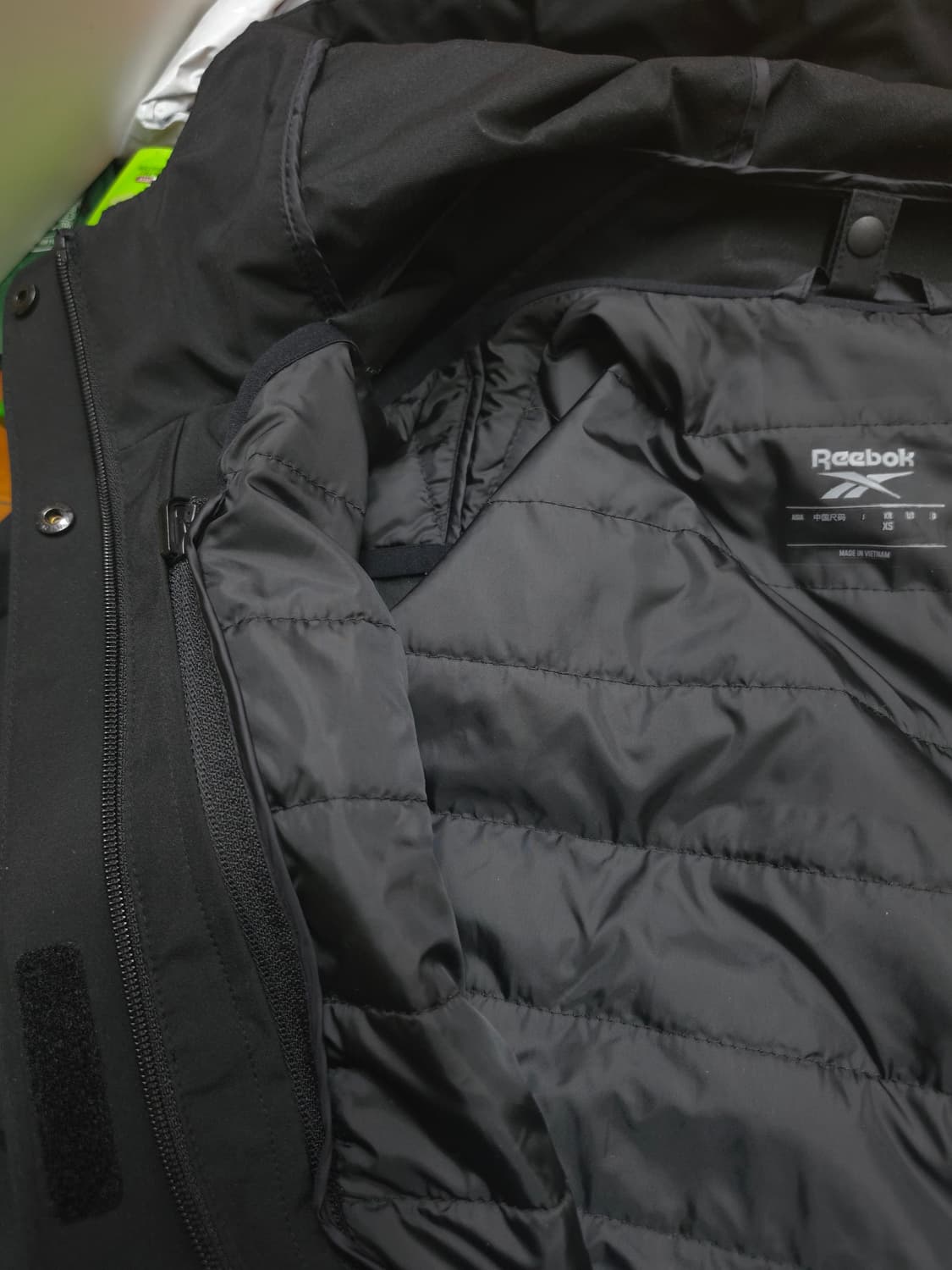 리복 블랙 후드 롱 자켓 상품이미지8