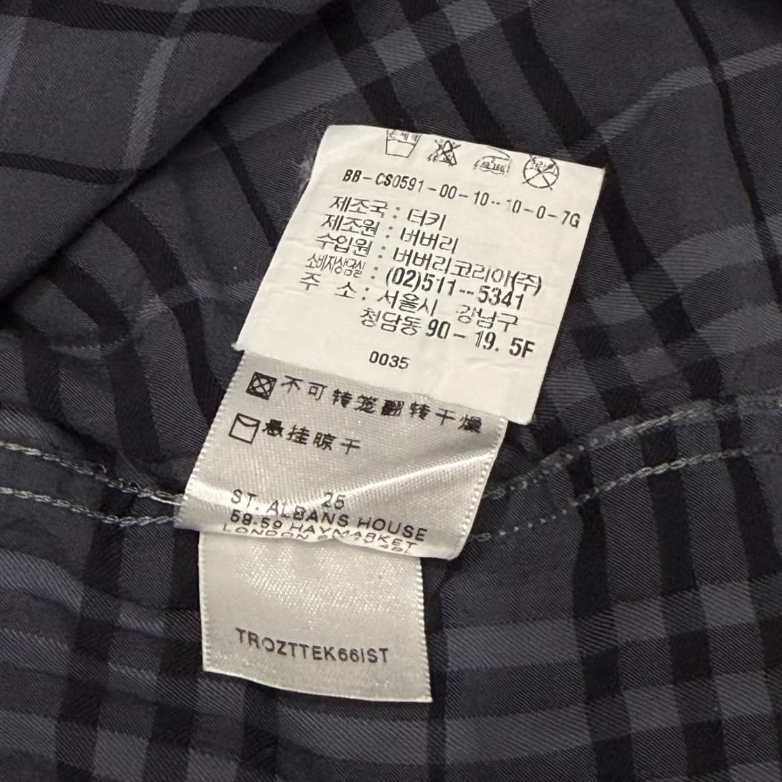 [S] 버버리 런던 그레이 체크 셔츠 상품이미지8