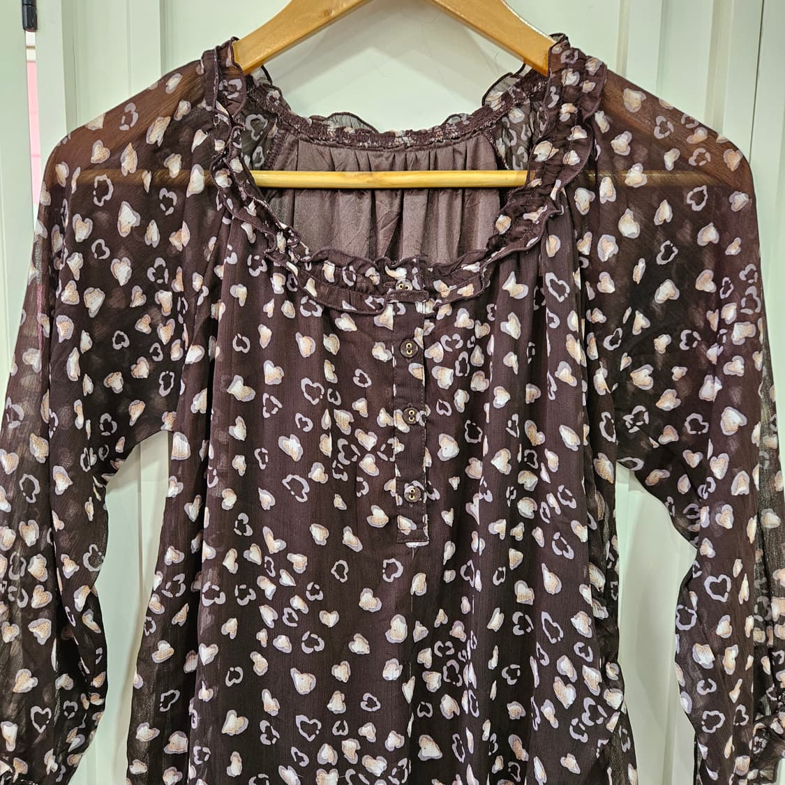 하트 패턴 쉬폰 미니 원피스 상품이미지2