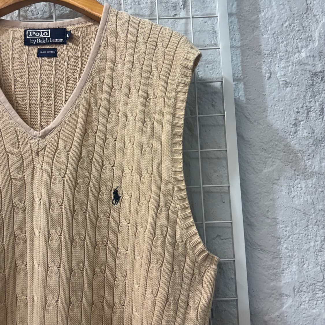 폴로 랄프 로렌 라이트 베이지 케이블 니트 베스트 L 상품이미지5