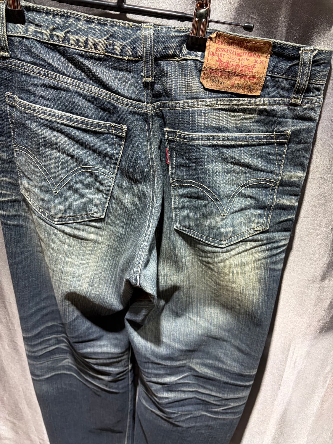 34in 리바이스 501 워싱 스트레이트 데님팬츠 상품이미지5