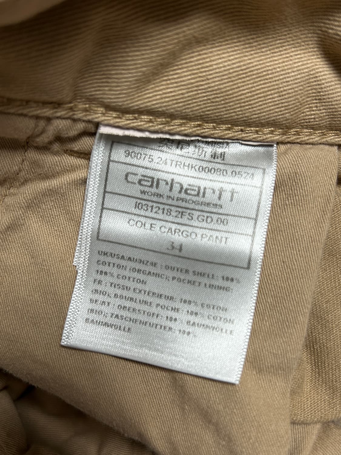 [34사이즈] 칼하트 콜 카고 팬츠 피넛 컬러  상품이미지4