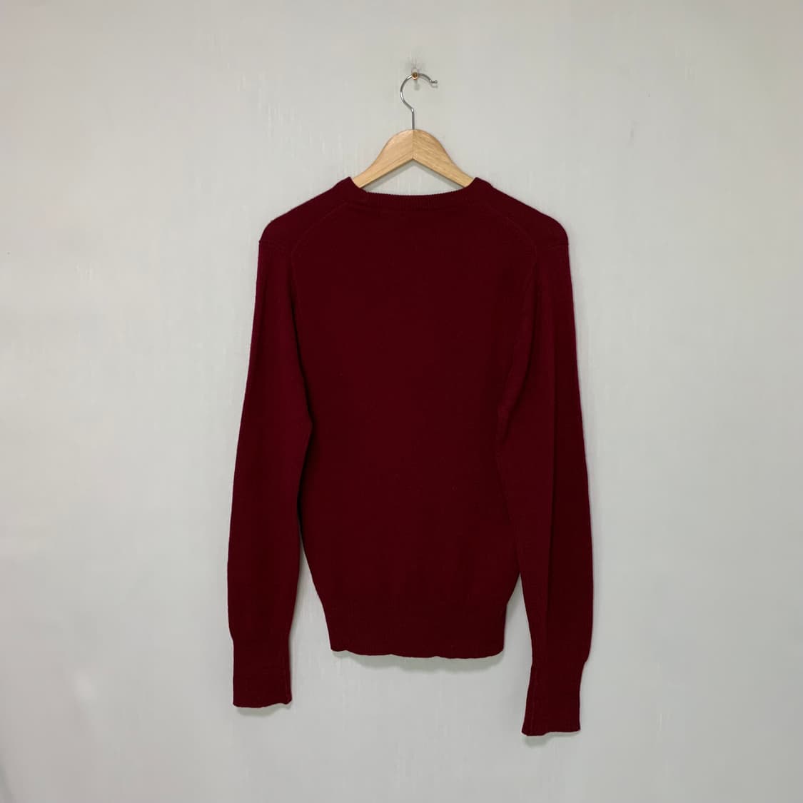 빈티지 캐시미어 100% 니트 스웨터 라운드넥 버건디 상품이미지6
