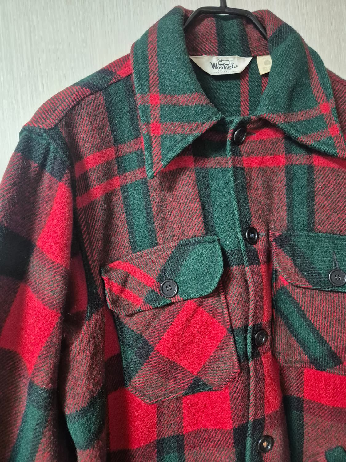 울리치 USA 멀티포켓 레드 타탄체크 울 셔츠 M 상품이미지3