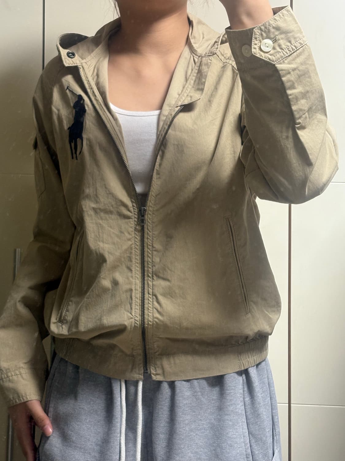 폴로 빅포니 블루종 후드집업 자켓 베이지 상품이미지1