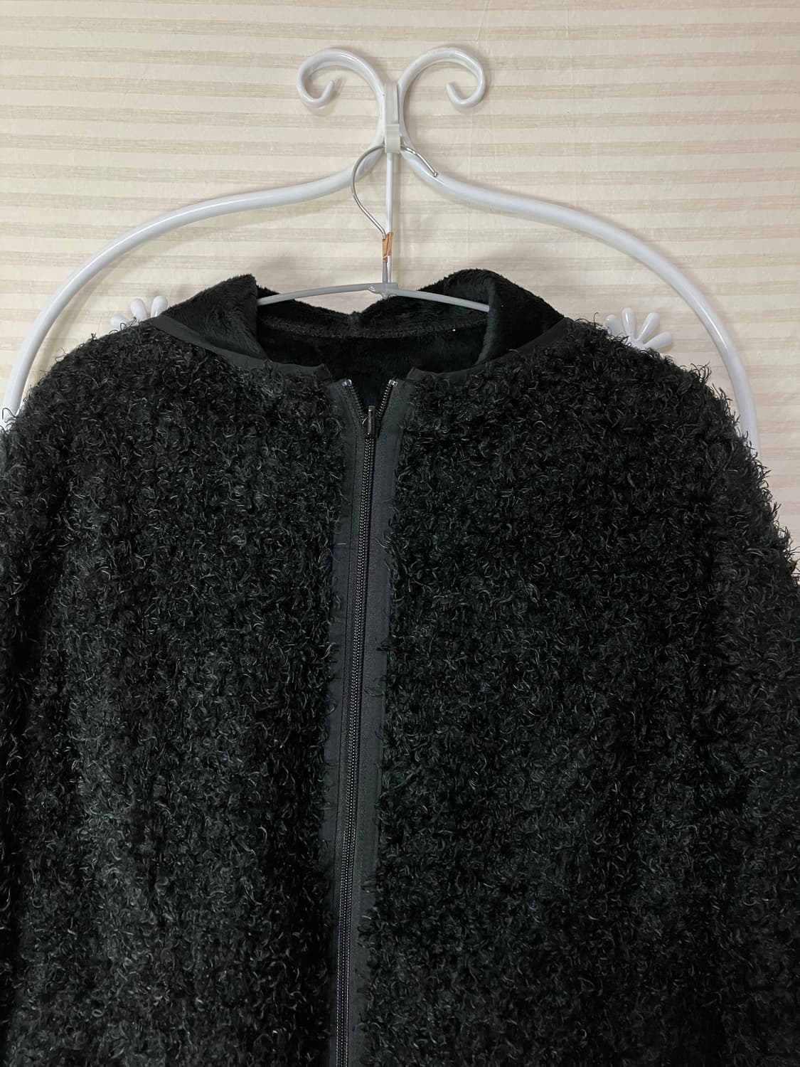 빈티지 블랙 모헤어 양면 후드 집업 y2k 스트릿 갸루 펑키 일본빈티지 상품이미지6