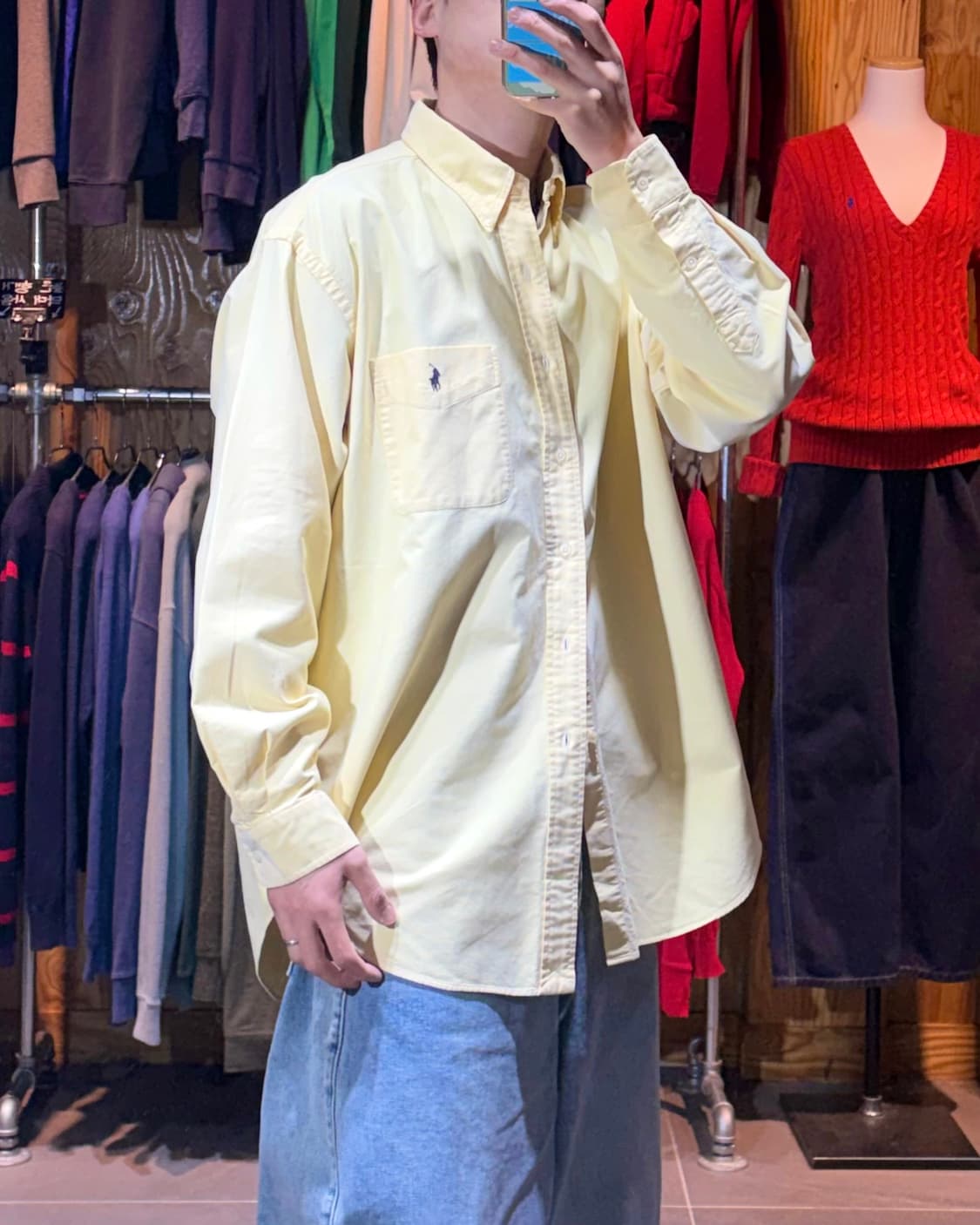 L 폴로랄프로렌 BIG SHIRT 원포켓 옐로우 코튼 셔츠 상품이미지1