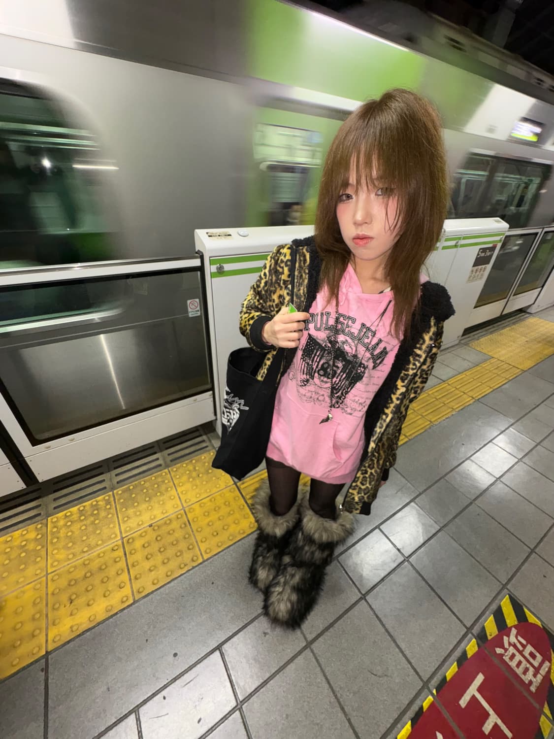 갸루 호피 후드집업  상품이미지1