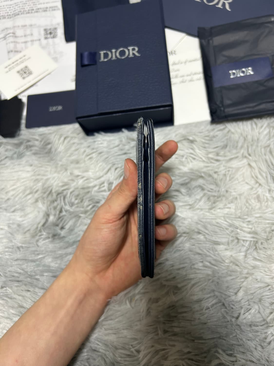 [25/6월] 디올 신형 새들 오거나이저 카드지갑 자카드블루 상품이미지4