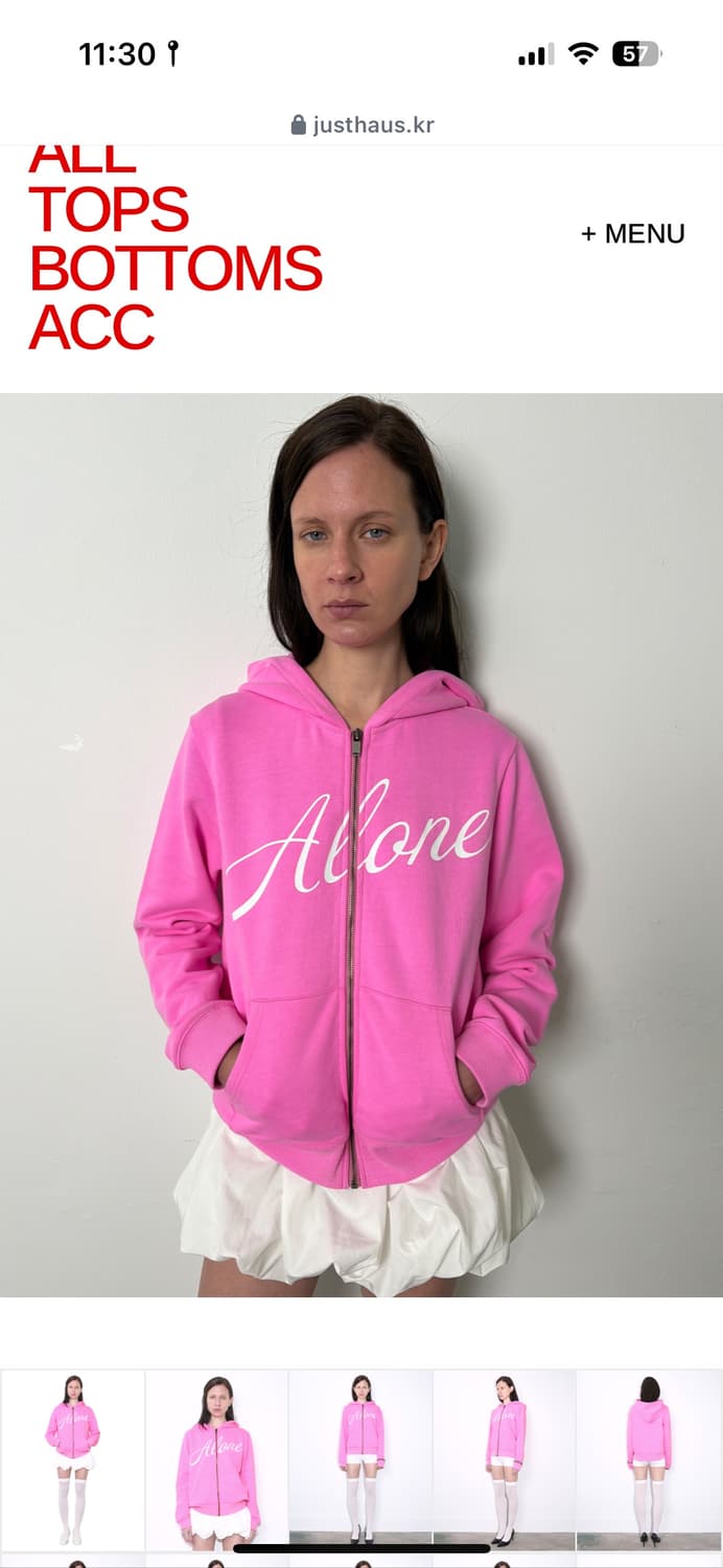 저스트하우스 just.haus 핑크 집업후디 상품이미지1