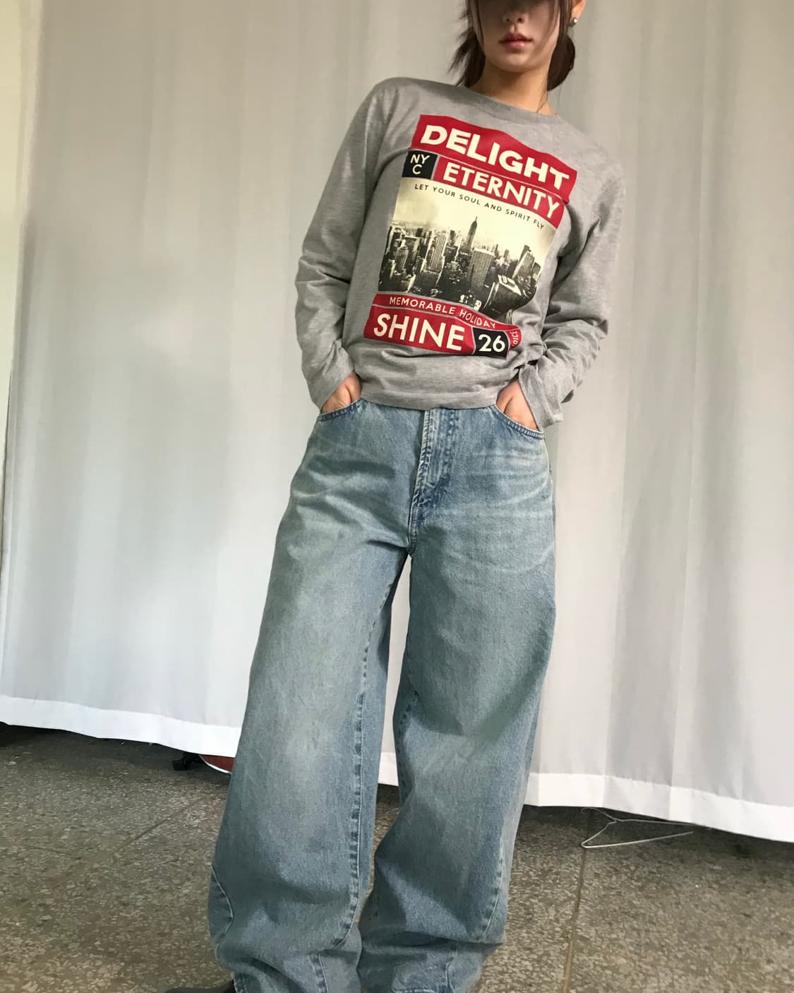 GU 와이드 연청바지  상품이미지2