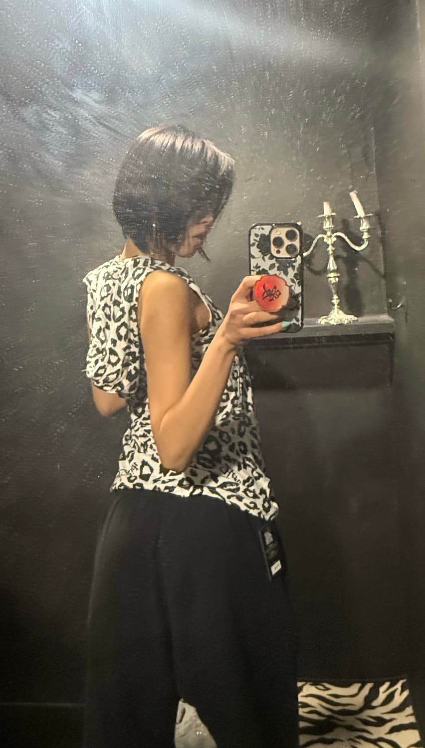 Gyaru y2k 갸루 입술 레오파드 나시 상품이미지4