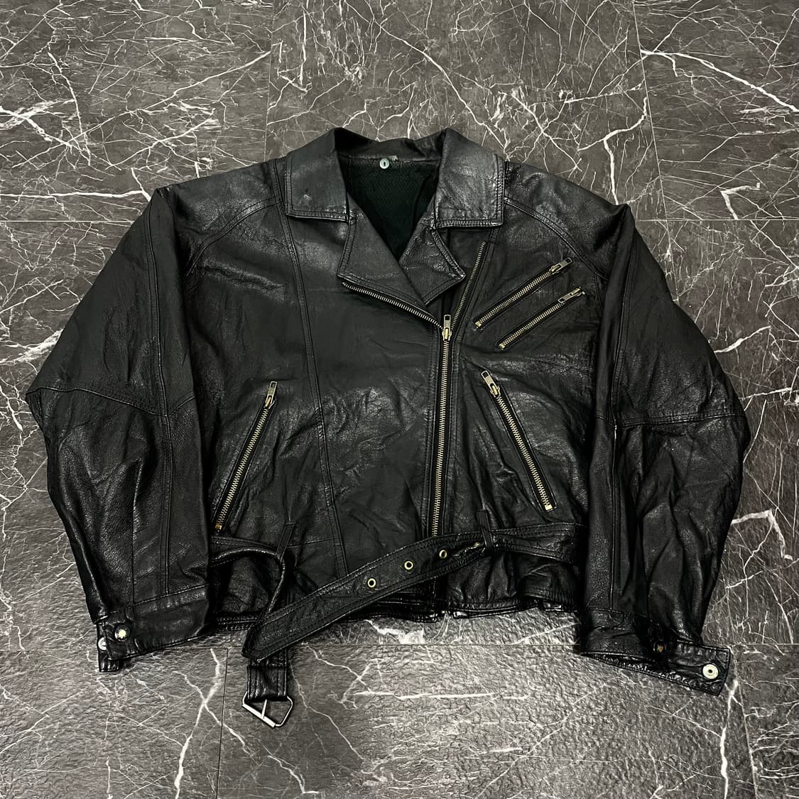 L 양가죽 해체주의 크롭 라이더 자켓 상품이미지6