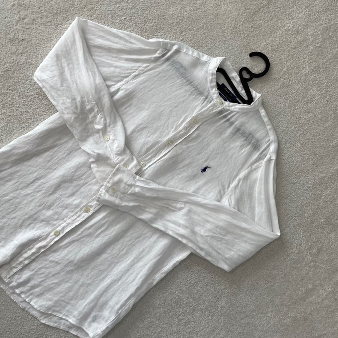 M 폴로 신형 린넨 차이나카라 긴팔셔츠 화이트 슬림핏 상품이미지3