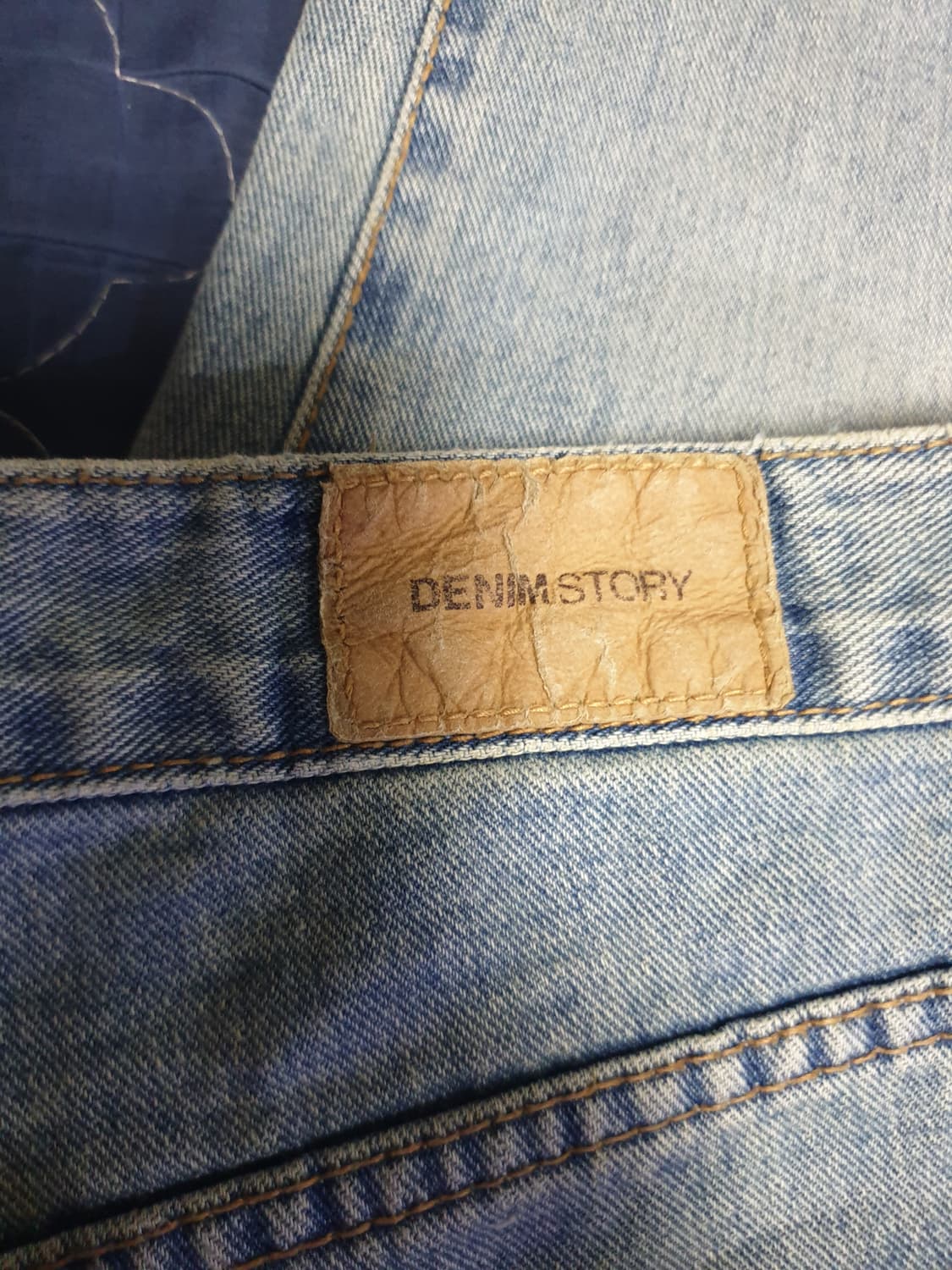 데님스토리 빈티지워싱 세미와이드 데님팬츠 연청 (M) 상품이미지4
