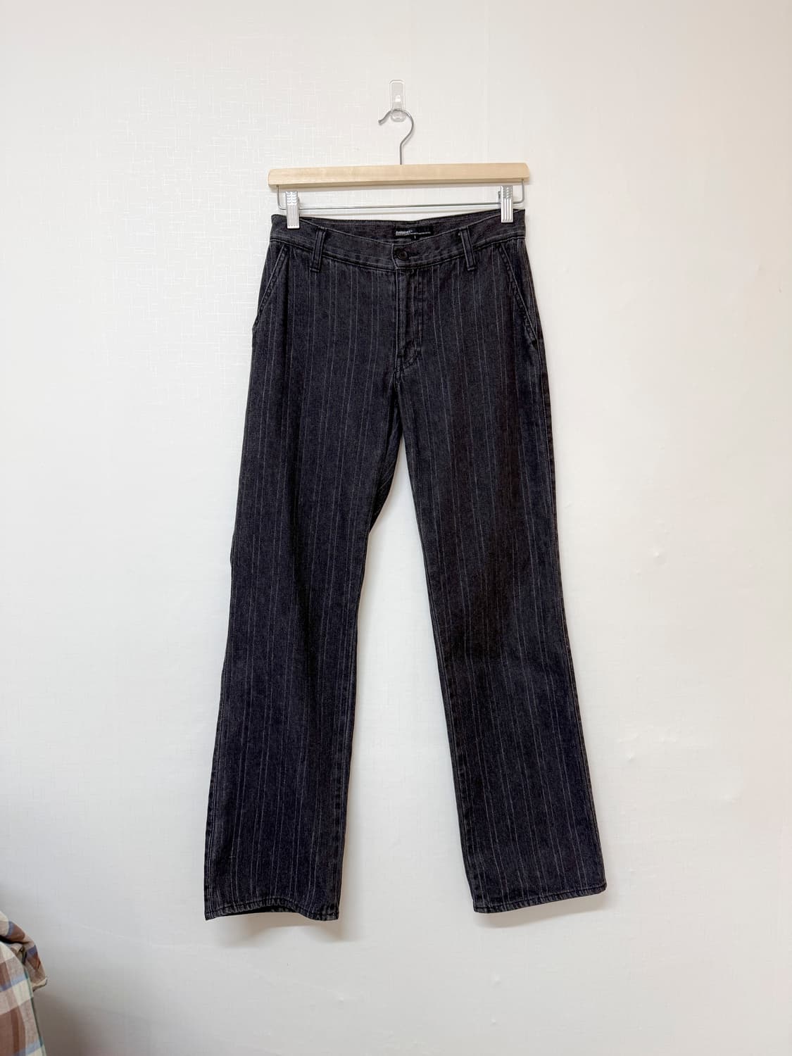 anquiet 흑청 스트라이프 데님 팬츠 상품이미지1