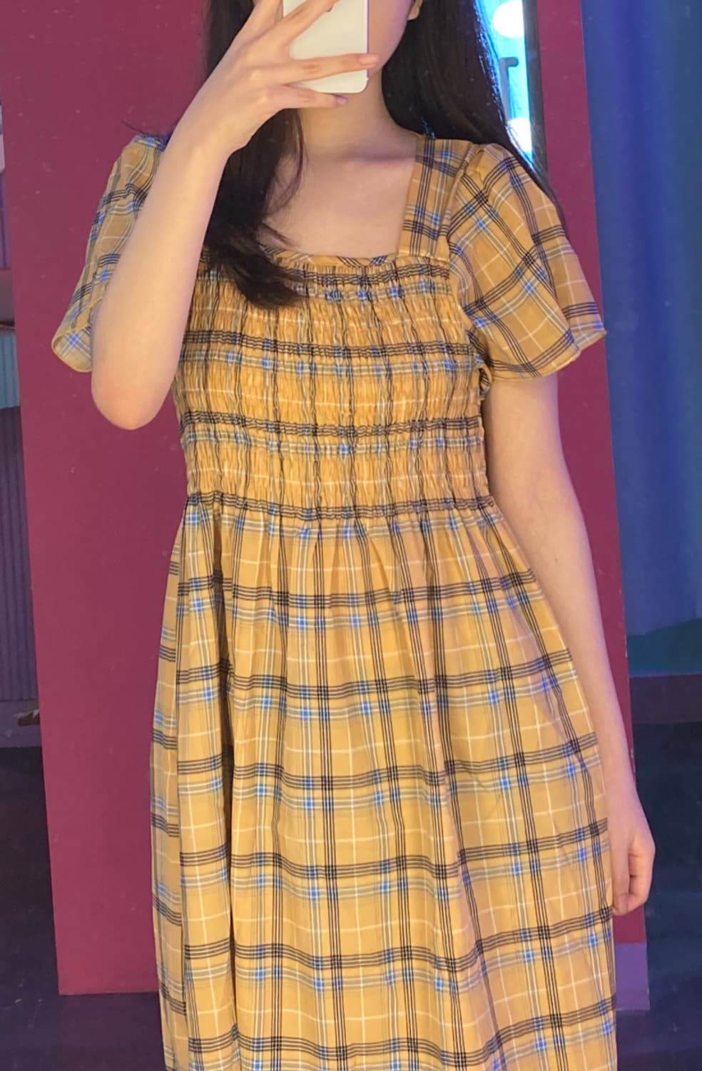 패턴 겨자색 원피스 S 상품이미지1