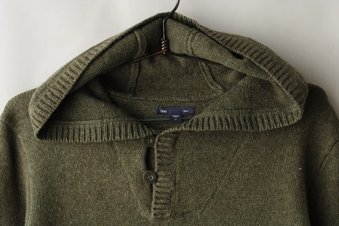 [M] GAP 갭 빈티지 울 블랜디드 하프 버튼 니트 후디 상품이미지2