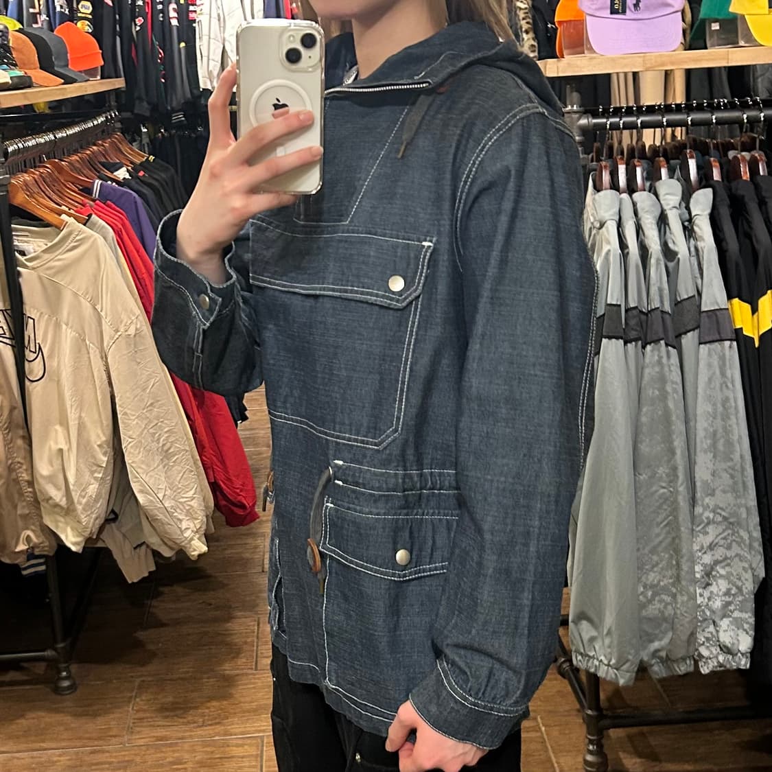 [HI] 프리즘웍스 프리즘웍스 데님 후드 아노락 블루  상품이미지4