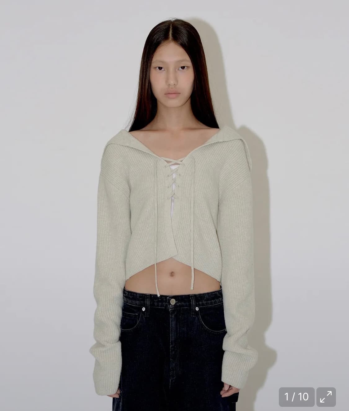 [다이애그널] 울 레이스업 후디 (오트밀) 상품이미지1