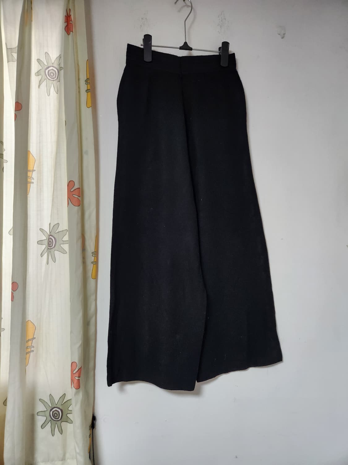 블랙 와이드 니트 밴딩 팬츠 S 상품이미지1