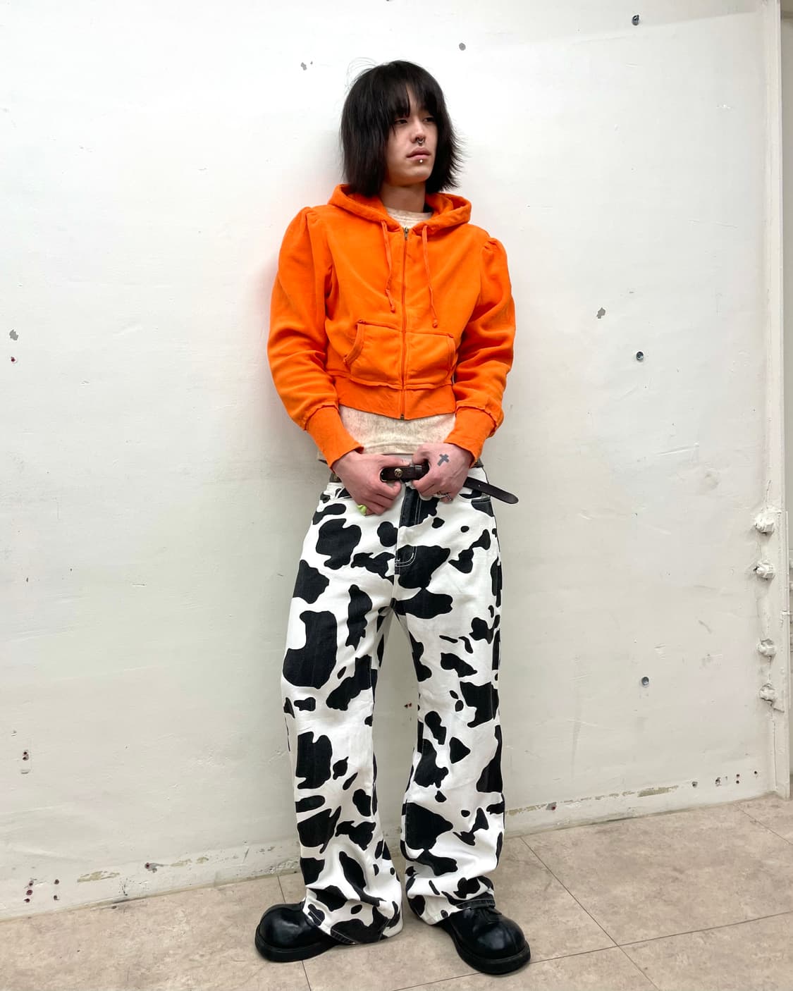 shoulder puff orange cropped hooded zip 상품이미지7