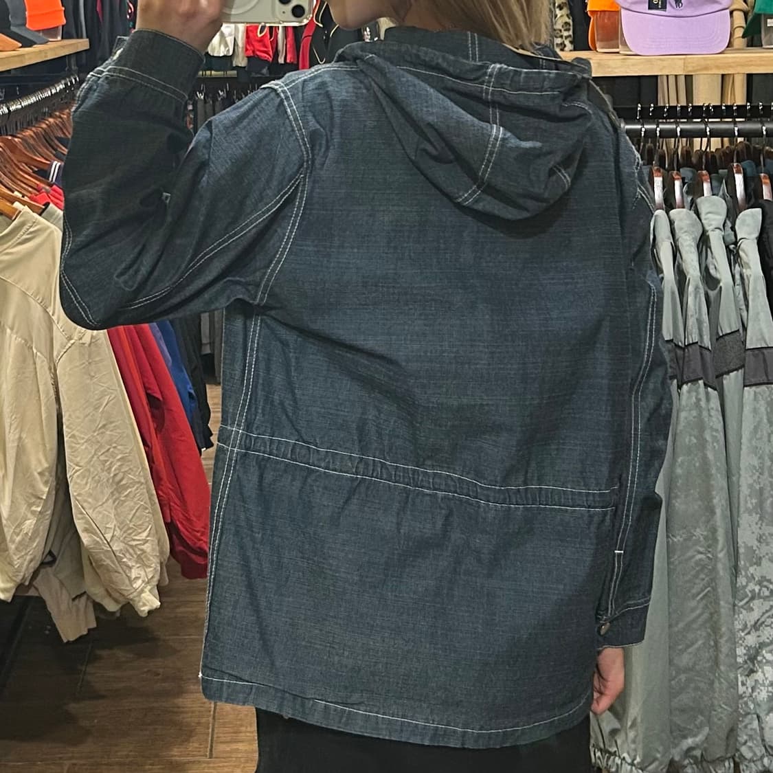 [HI] 프리즘웍스 프리즘웍스 데님 후드 아노락 블루  상품이미지5