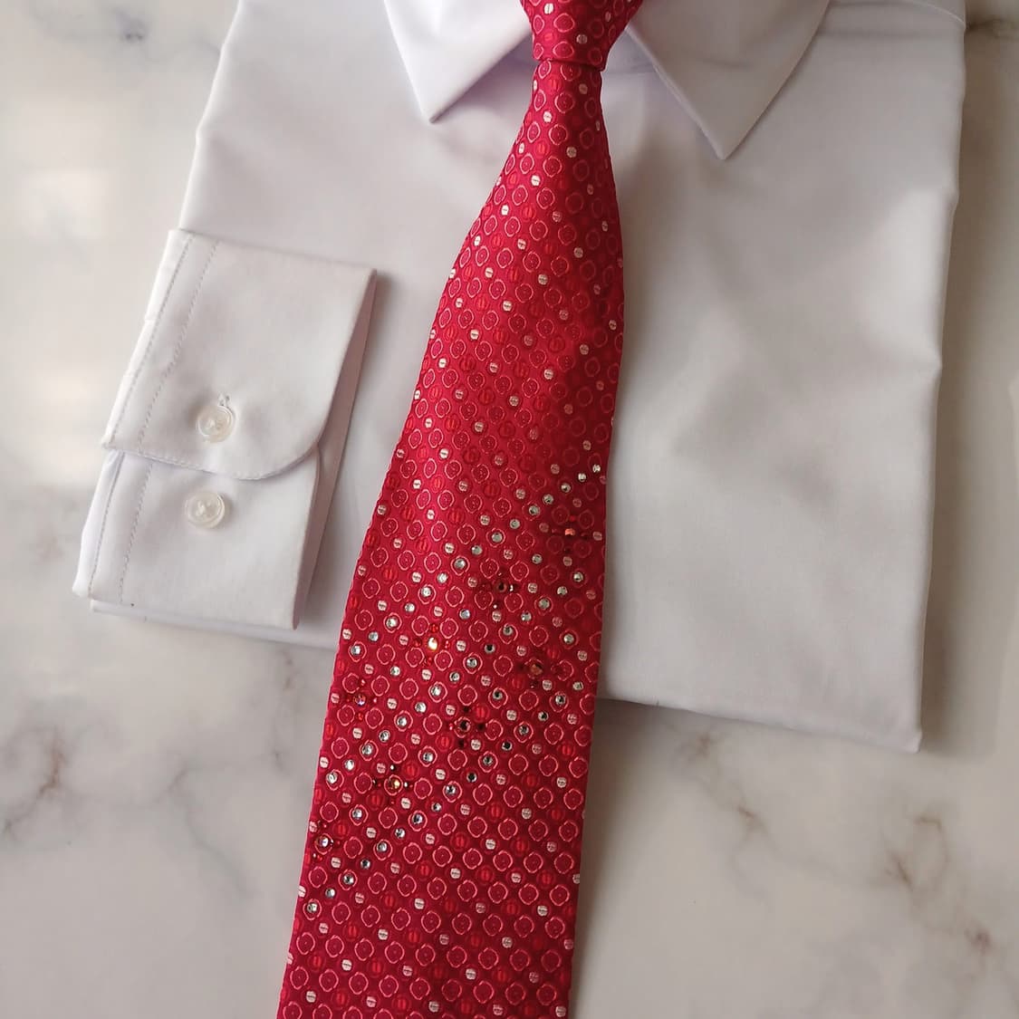 메트로시티 실크 레드 도트 패턴 넥타이 9.2cm A+등급 A18851
 상품이미지5