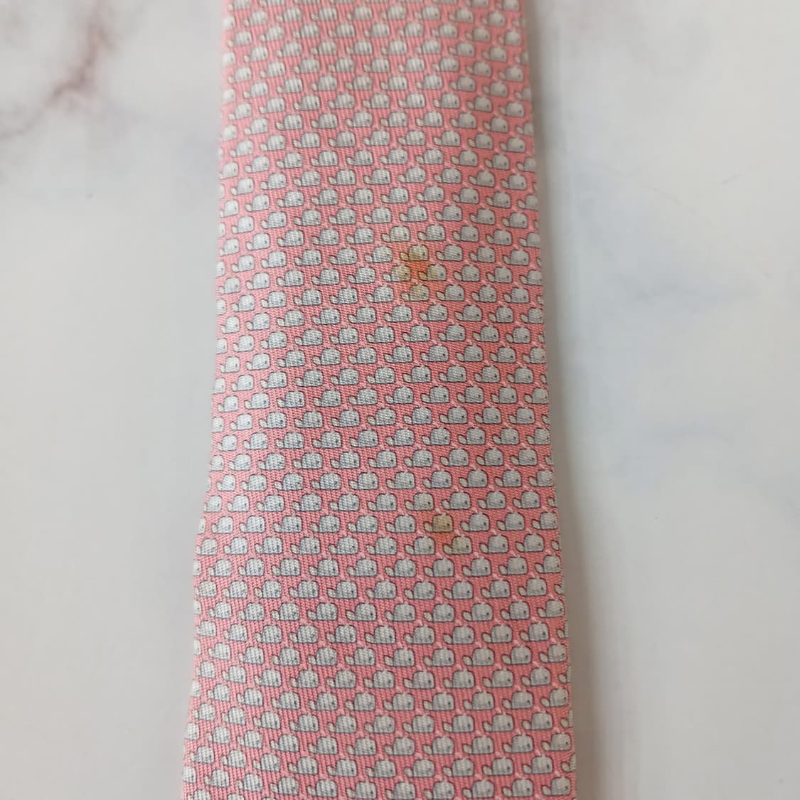 페라가모 실크 핑크 고래 패턴 넥타이 8.6cm A~B등급 A19422
 상품이미지7