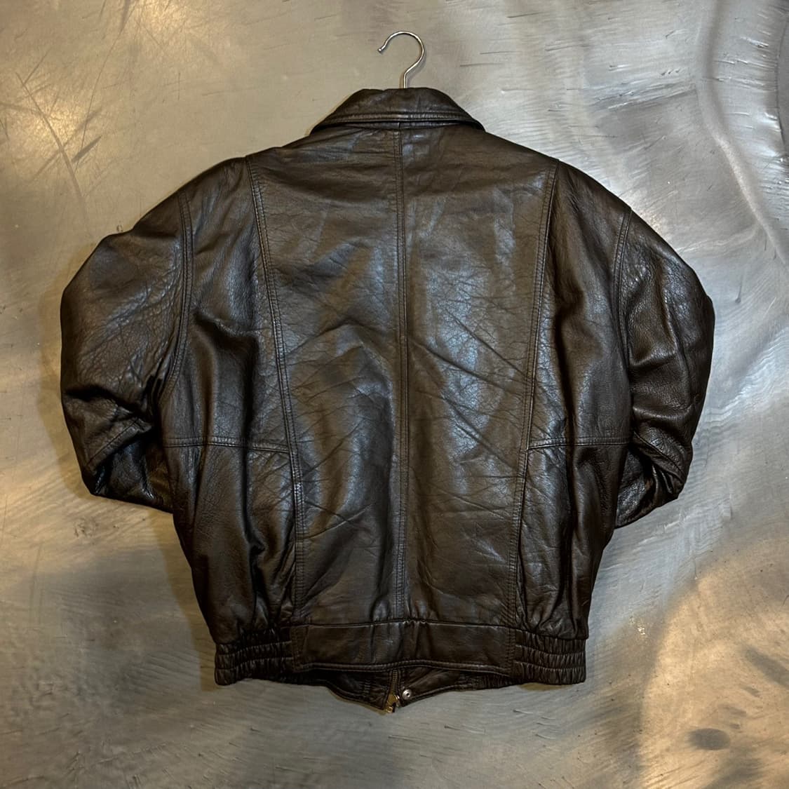 Brown bomber leather jk 상품이미지3