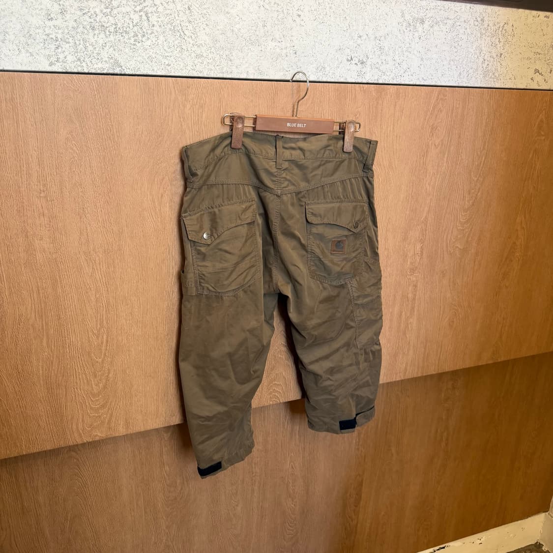 칼하트 9부 카고 카프리 팬츠 밑단 스트랩 디테일 카키 k73 상품이미지2