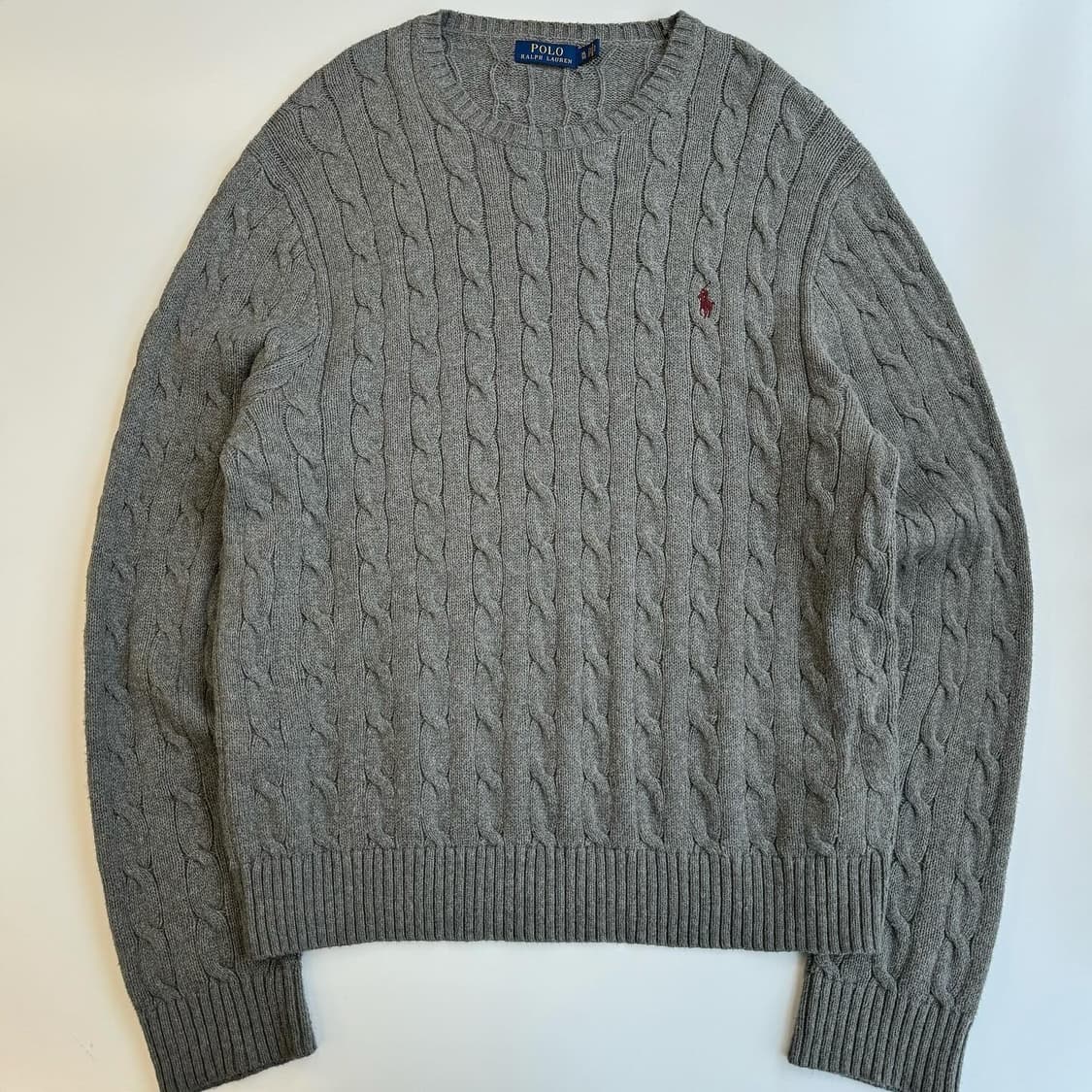 Polo  폴로 랄프로렌 Qr 신형 그레이 코튼 꽈배기 상품이미지1