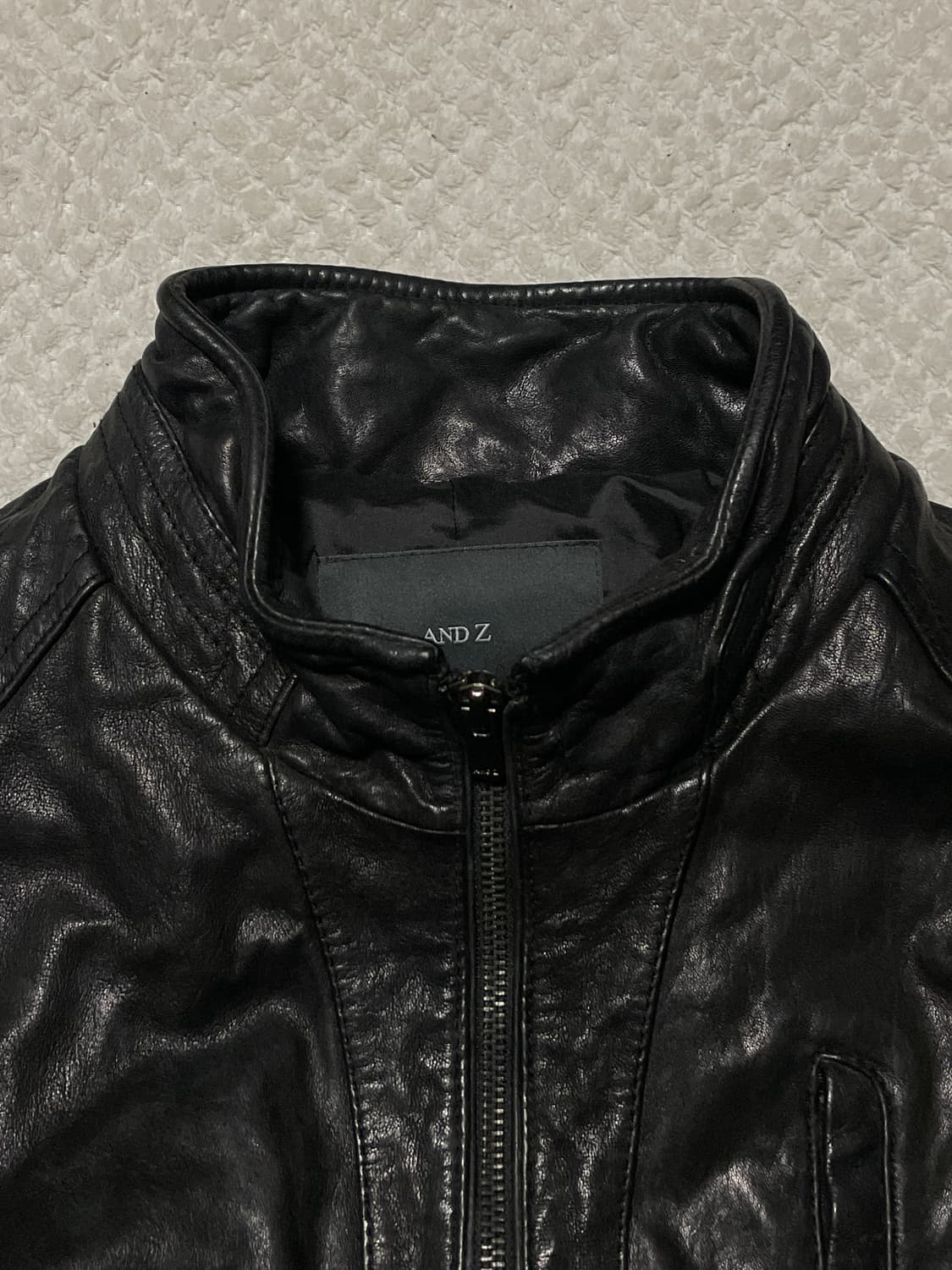 AND Z 웨스턴 무드 램스킨 양가죽 절개 바이커 레더 자켓 상품이미지6