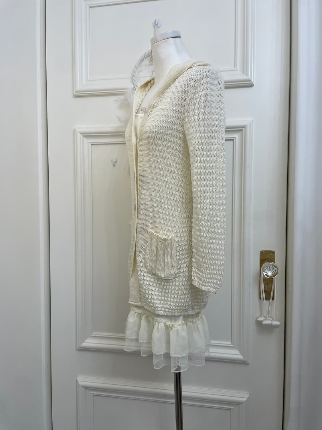 ivory crochet hoodie opc cardigan&satin 상품이미지2