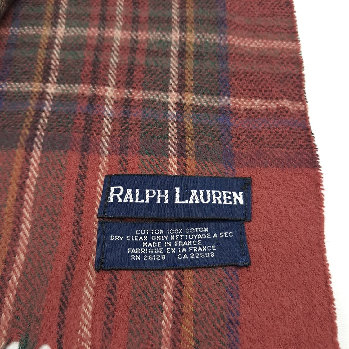 MX317 폴로 랄프로렌 테라코타 타탄체크 프랑스코튼 목도리 머플러 상품이미지6