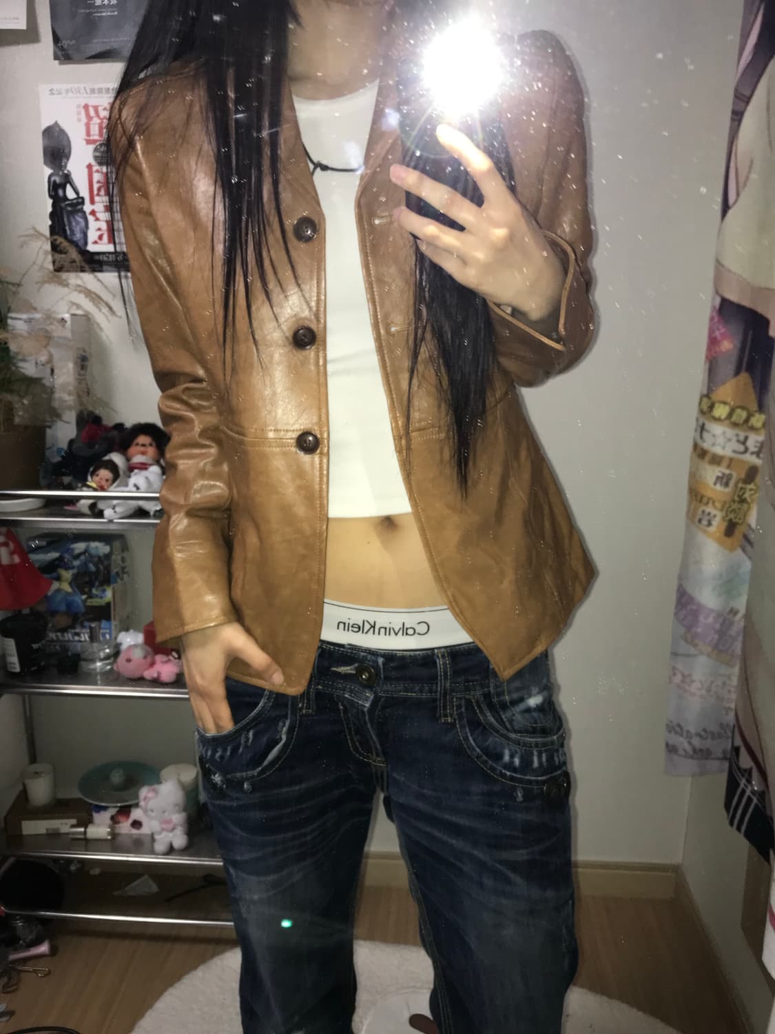 재패니즈 브라운 페이크 레더 자켓 상품이미지2