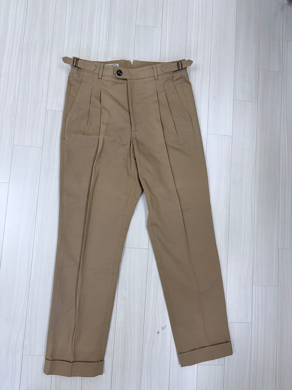 반츠 BTS 코튼 투턱 팬츠 카키, 치노팬츠, bants 슬랙스 상품이미지4