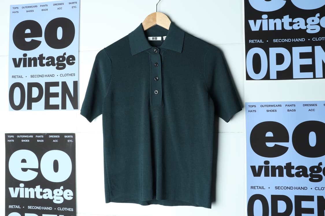 W(2XL) 유니클로 반팔 카라 티셔츠 시원소재 진녹색-H30742 상품이미지2