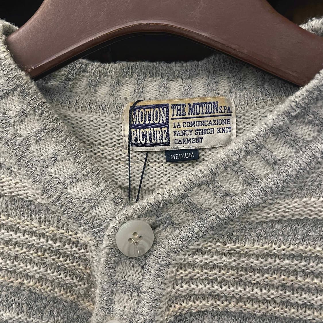 90s 모션픽쳐 버튼 브이 헨리넥 보카시 니트 스웨터 N503 상품이미지7