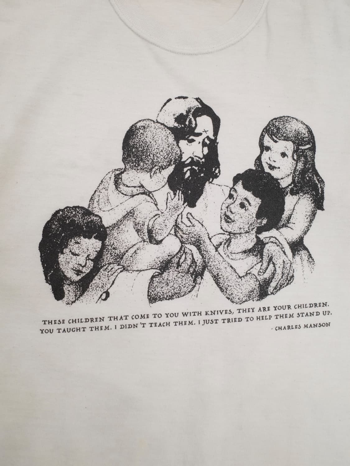 90‘s 찰스 맨슨 지저스 패러디 티셔츠 상품이미지2