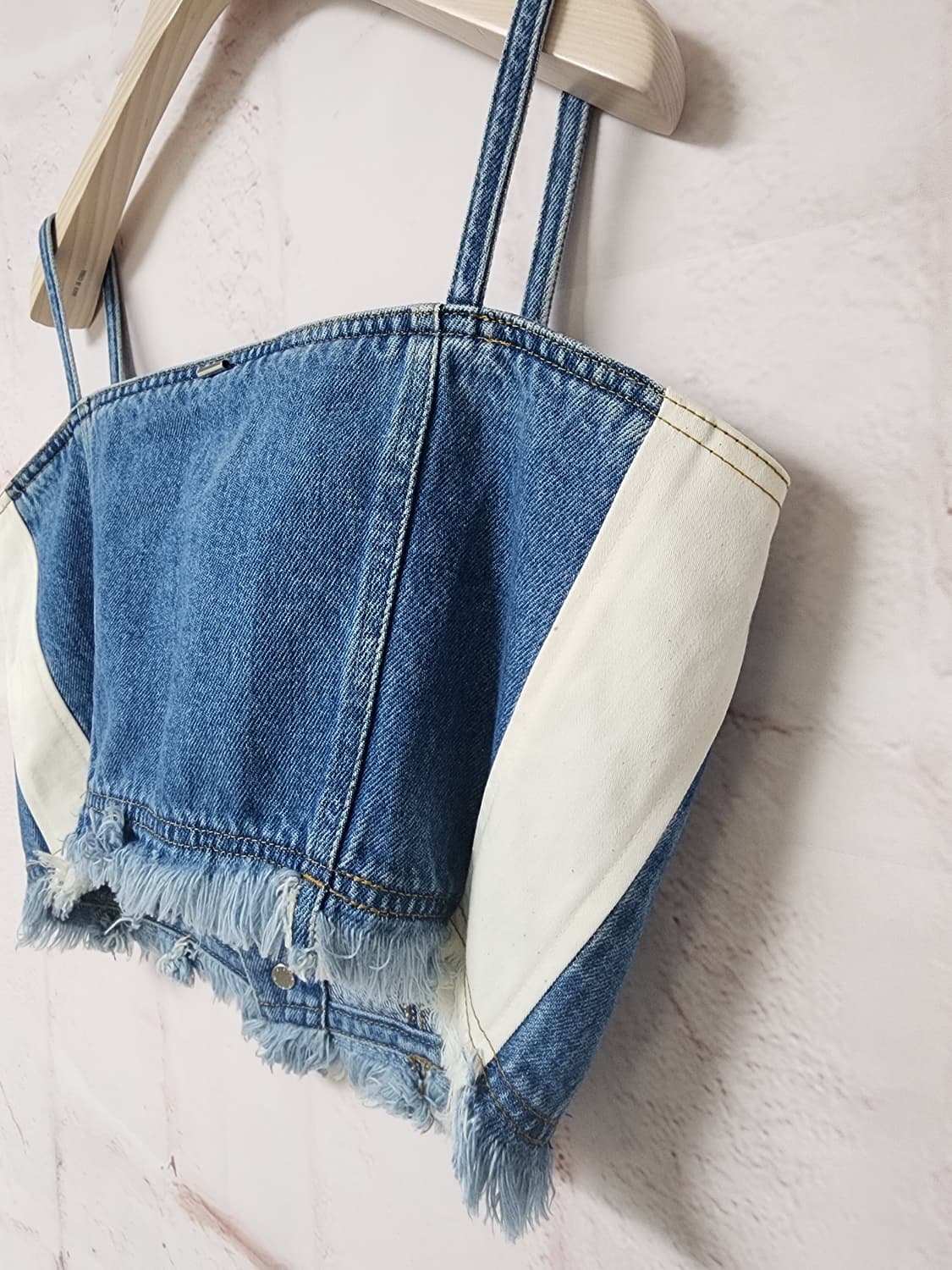 시스템 청 로우 컷 데님 탱크탑 상품이미지5